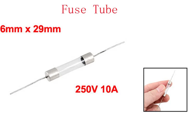 

Axial Lead Fast Acting 6mm x 29mm Glass Fuse Tube 250V 10A 100pcs