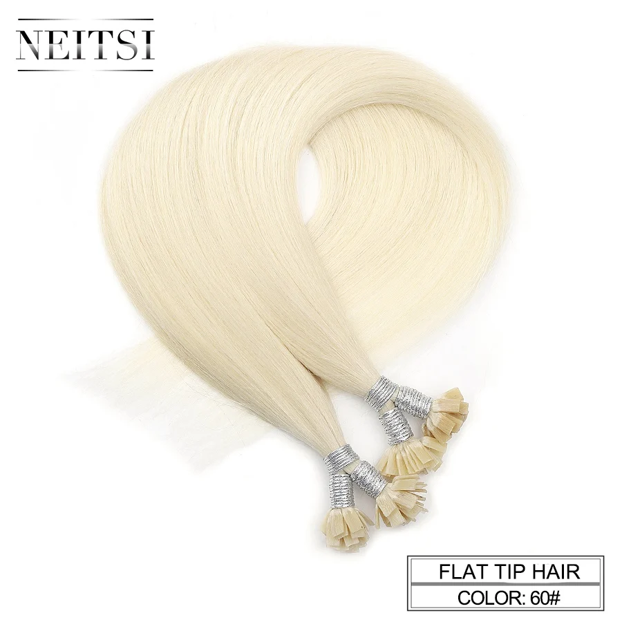 Neitsi, человеческие волосы для наращивания с плоским кончиком, 0,9 г/локон, 22 дюйма, 1,0 г/локон, 26 дюймов, прямые капсулы, кератиновые Предварительно Связанные волосы - Цвет: #60