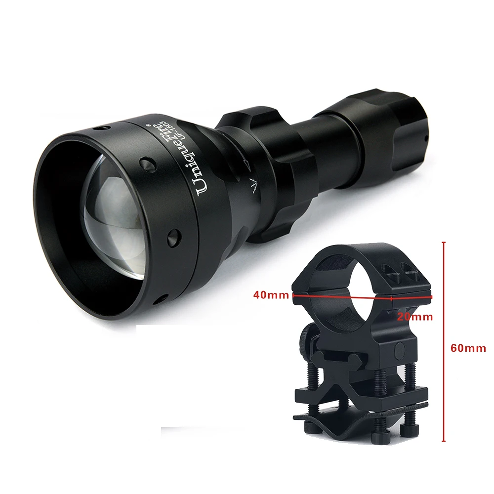 LED Zoomable Flashlight Uniquefire 1503 940NM IR LED Flashlight +Scope Mount For Outdoor Hunting Camping Free shipping