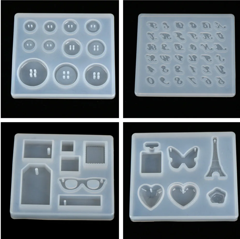 

1pc DIY Silicone Mold Resin Buttons Heart Letter Pendant Jewelry Making Mould Epoxy Pendant Craft Tool Handmade