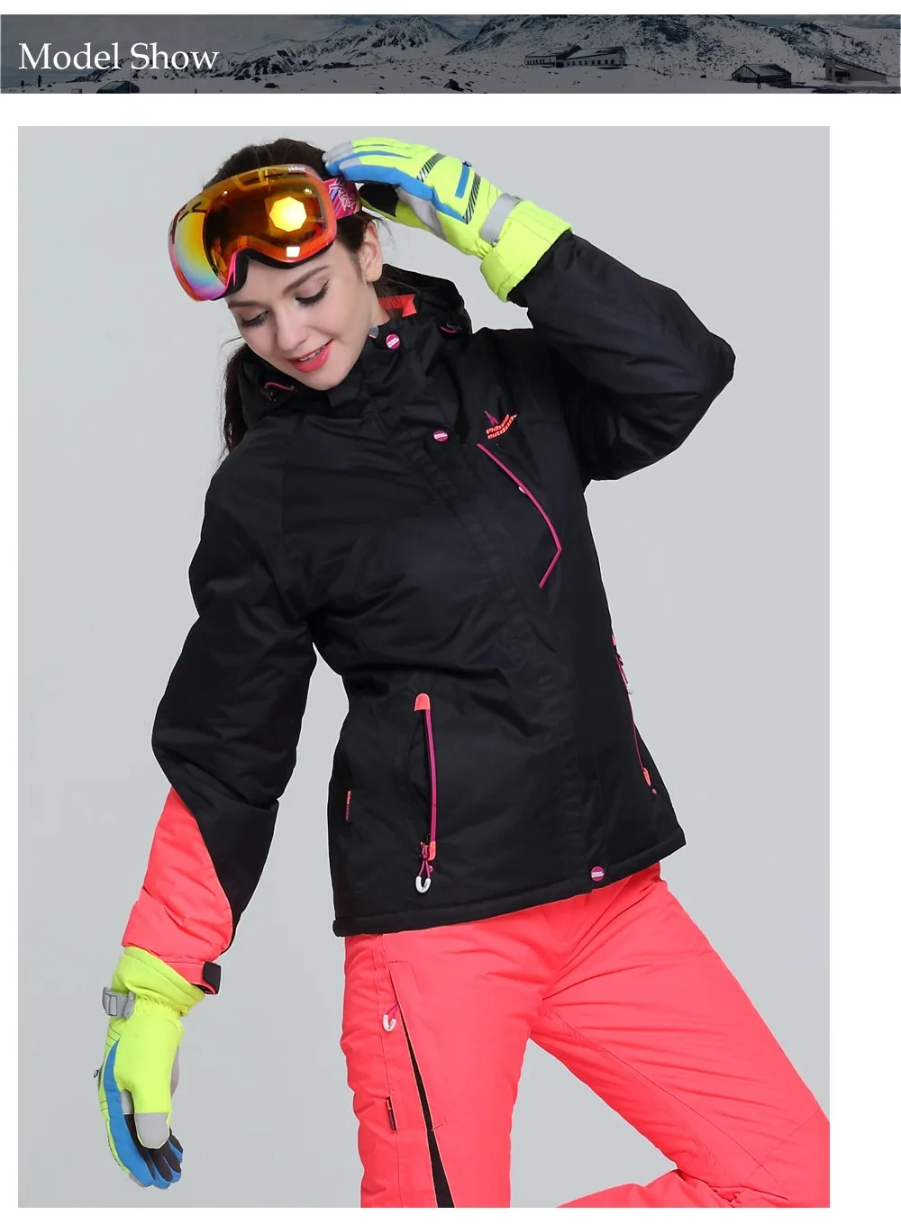 Detector Women Ski Jacket Outdoor Winter Ski Clothing Womens Waterproof Windproof Snowboard Coat