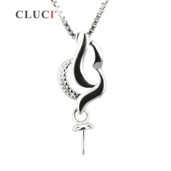 

CLUCI 925 sterling silver bead pendant accessories, mounting for women pearl necklace jewelry SP142SB