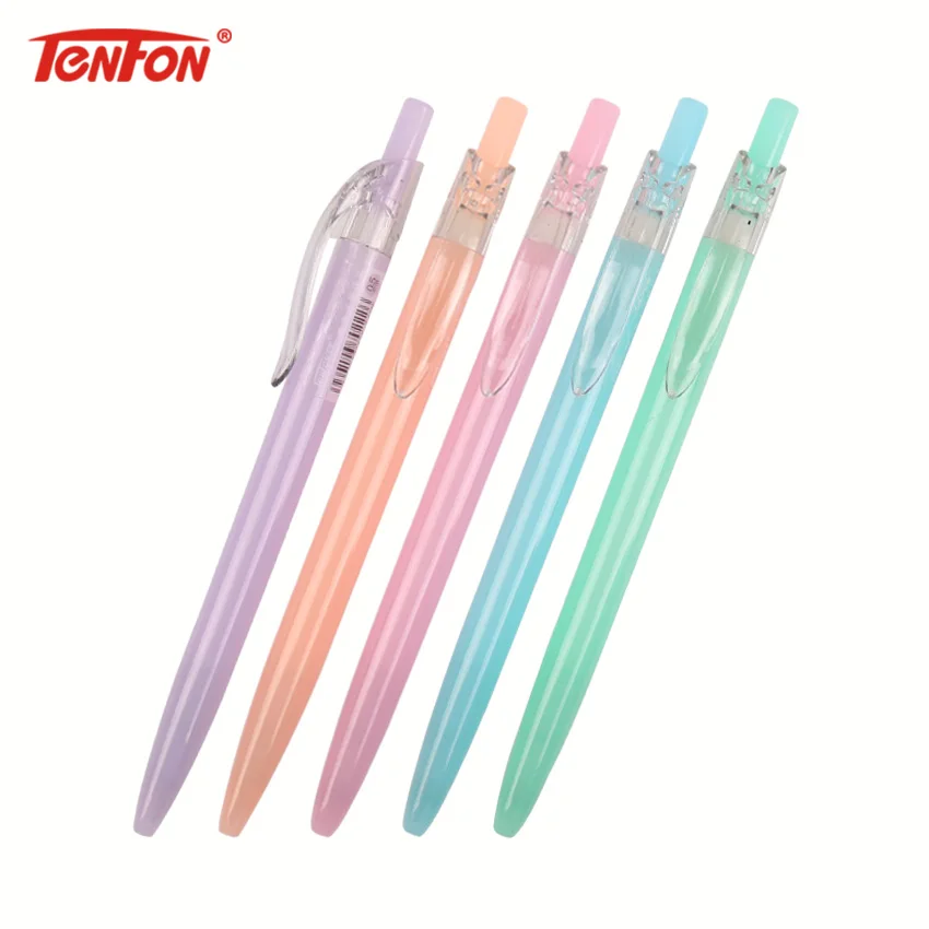 

TENFON 1PC Jelly Color Kawaii Ballpoint Pen Plastic Press the Ballpoint Pen School Supplies Stationery Papelaria B-573F