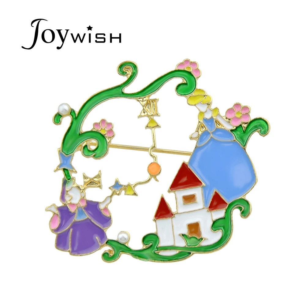 Joywish милые Стиль золото-Цвет с Цвет ful эмаль и имитация жемчуга красивая девушка