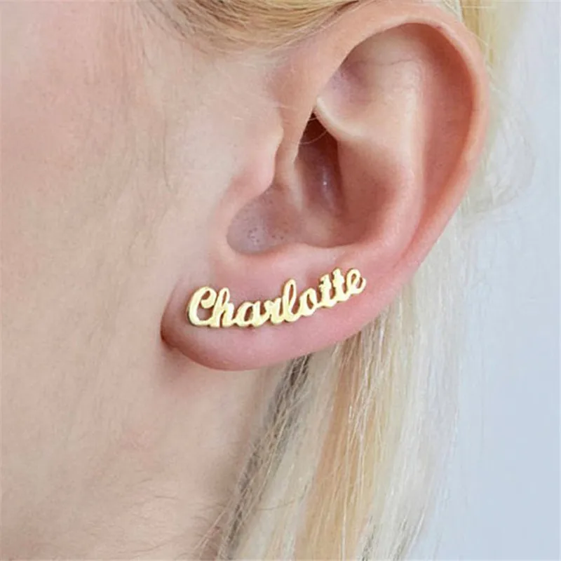 

New Gold Silver Name Earrings Custom Stud Earrings for Women Girlfriend Personalized Special Jewelry Gift Earing Party Jewelry