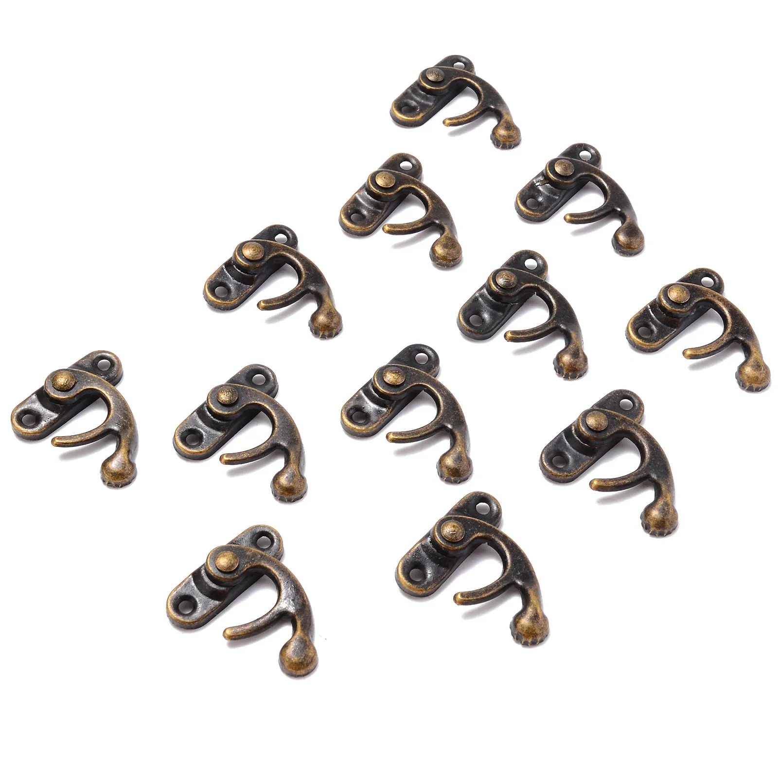 12pcs Antique Metal Lock Mini Decorative Hasps Hook for Gift Wooden Jewelry Box Padlock with Screws Box Hardware Home Decor