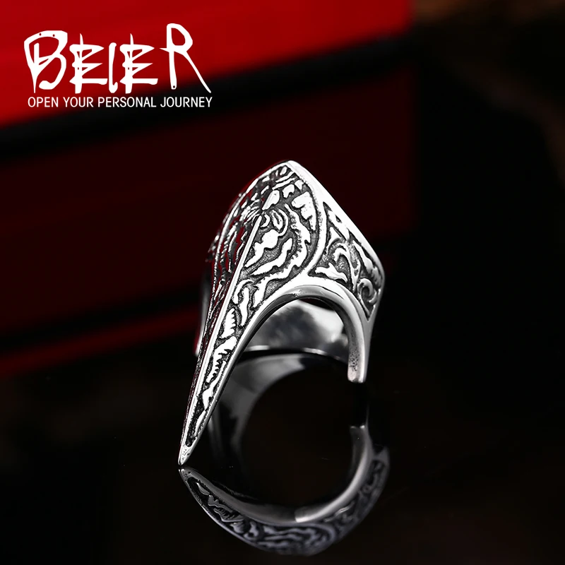 Beier 316L Stainless Steel viking totem Huge Thor Mjolnir Amulet Scandinavian ring for boy man jewelry LLBR8-296R