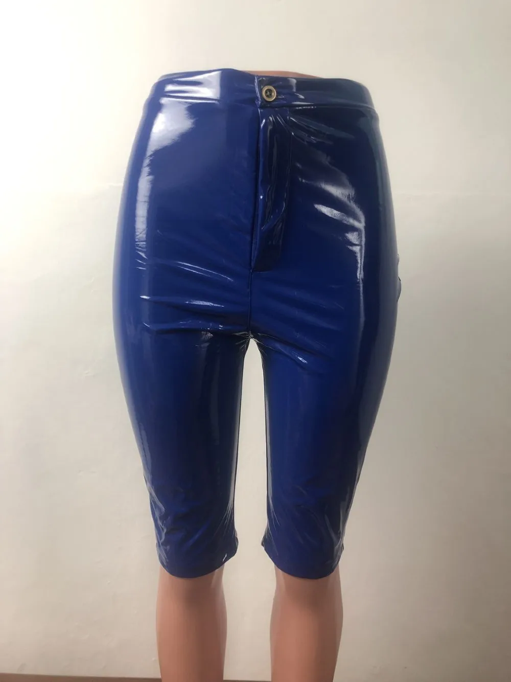 ANJAMANOR сексуальные неоновые эластичные байкерские шорты из искусственной кожи с высокой талией, женская одежда в стиле панк-рок, Короткие штаны до колена, D30-AB95