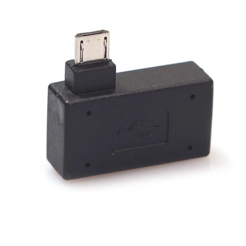 Высокое качество левый Угловой Micro USB 2,0 хост-адаптер OTG с USB питания для сотового телефона планшета micro female разъем питания S2