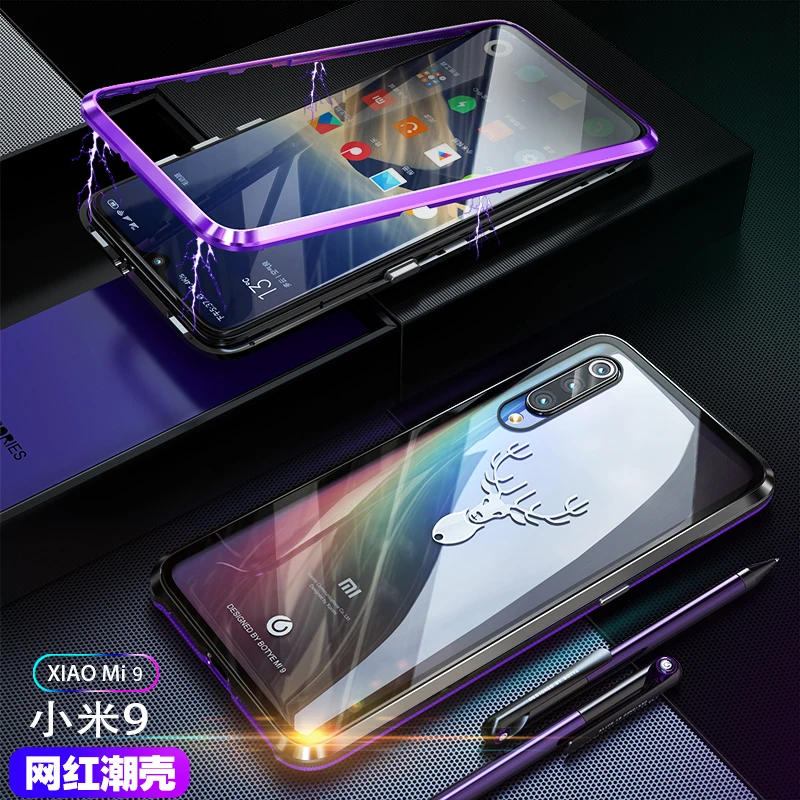 Magnetic Metal Bumper Case Xiaomi Mi9 Case Xiaomi Mi 9 se Transparent Clear Glass Back Cover For Xiami Xiaomi Mi 9 Cases Armor