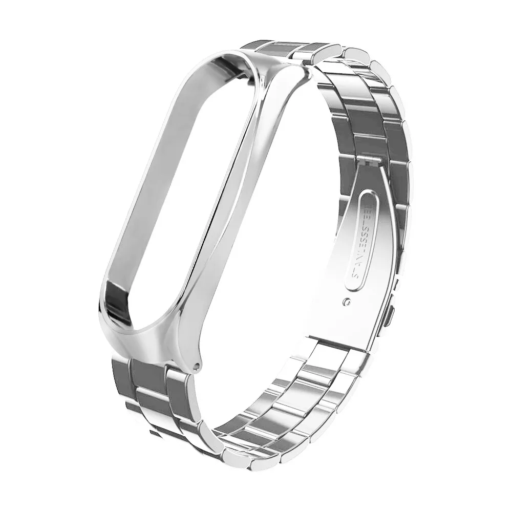 Модные Фитнес браслет Нержавеющая сталь Роскошные ремешок металлический браслет для Xiaomi Mi Band 3 Смарт-часы relogios - Цвет: C