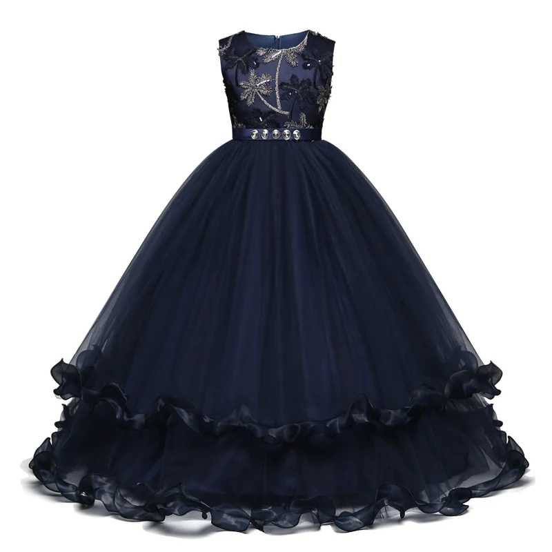 

6-14 Year Girl Clothing Girls Dresses For Party And Wedding Elegant Sleeveless Dress Embroidery Children Child Birthday Vestidos