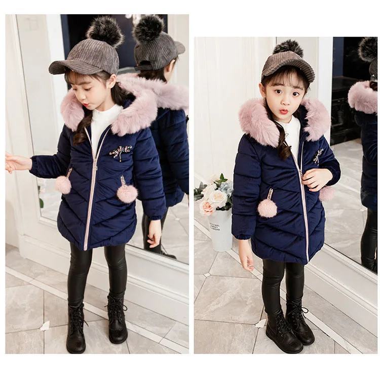 Jaqueta de Inverno das Crianças para Meninas de Pele com Capuz Nova Qualidade Engrossar Veludo Meninas Moda Jaquetas Outerwear 3-12yrs 2020 Boa 25 para meninas boa qualidade engrossar meninas de