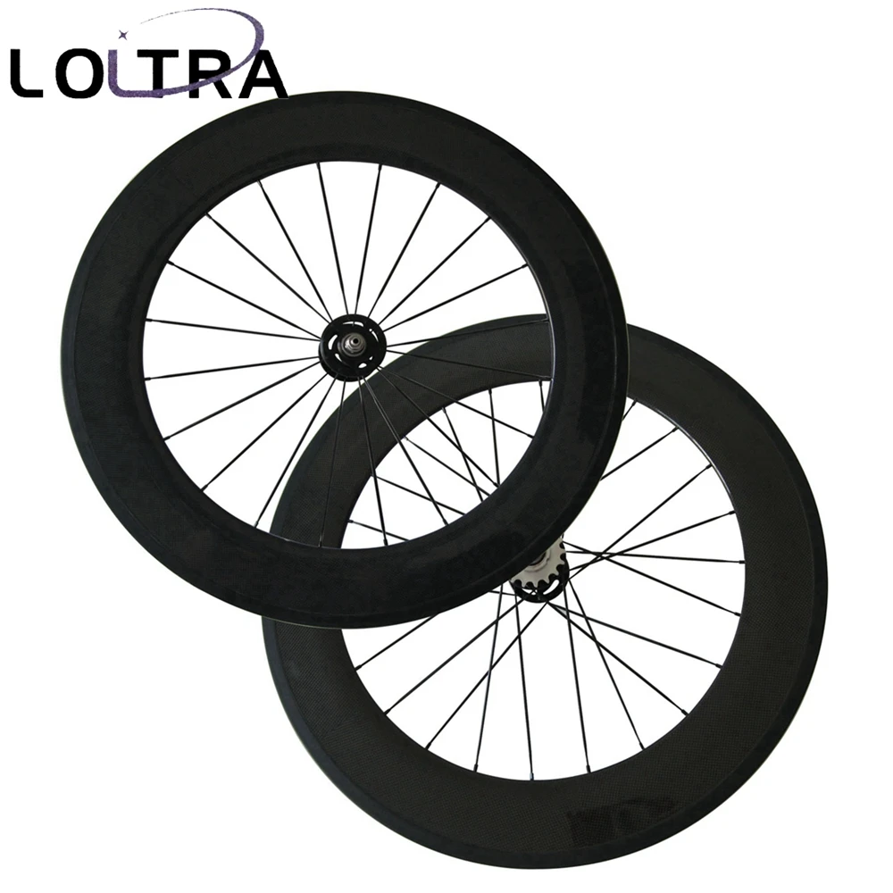 Track Bike Carbon Wheels LOLTRA 88mm Depth fixed gear wheel Set with A165SB A166SB flip flop Single Speed Hub Front-20H Rear-24H | Спорт и
