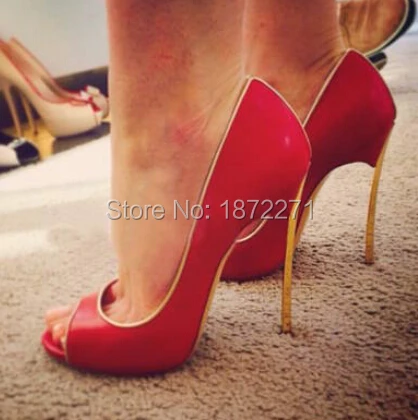 

2017 Spring Autumn New Style Metal Heels Women Shoes Red Peep Toe High Heel Pumps Wedding party nightclub trend shoes size 34-41