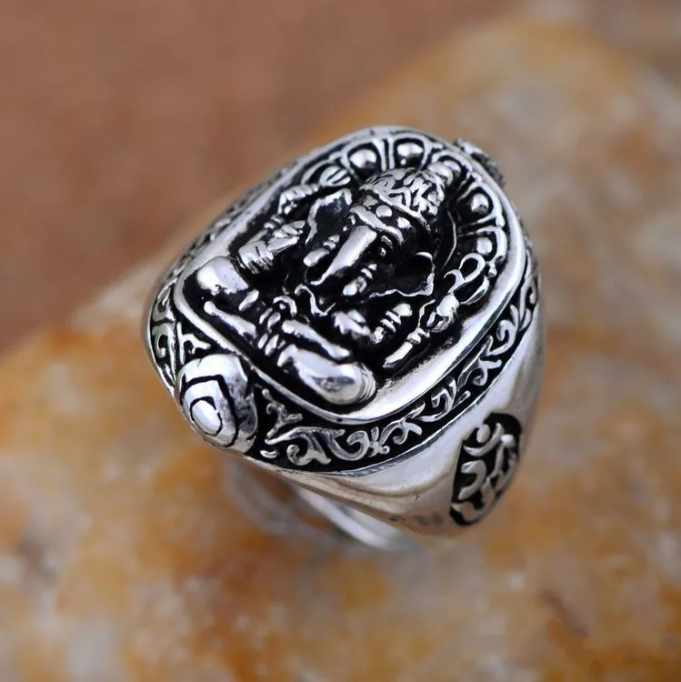

Sterling Silver Jewelry Thai Silver Restoring Ancient Ways Trunk God Of Wealth Men's Fortune Men's Ring