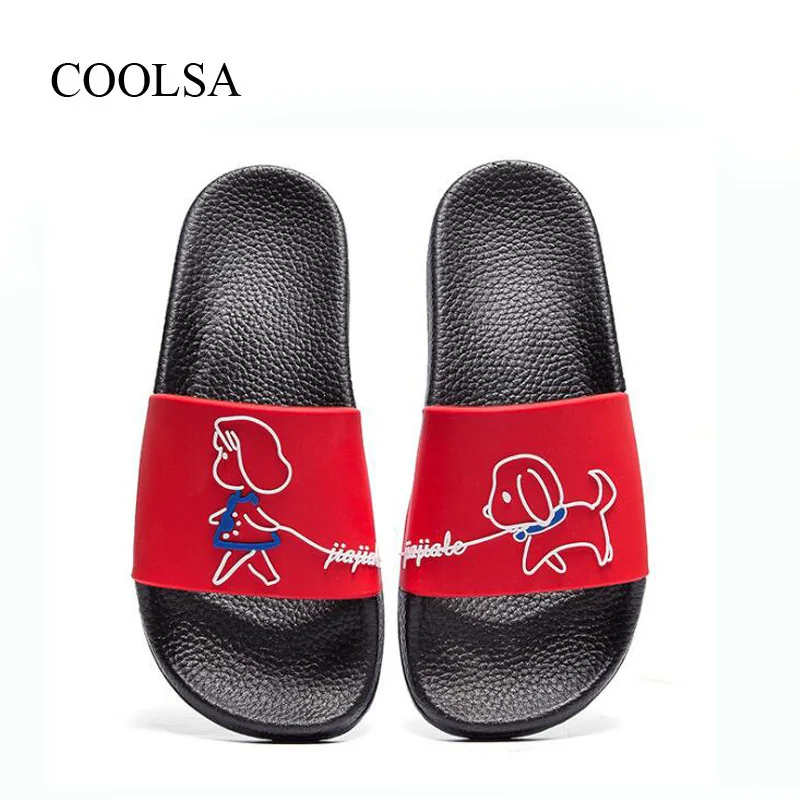 

COOLSA Women New Summer Flat Cartoon Slippers Women Bathroom Slippers Women Non-slip Beach Flip Flops Women Slides Drop Shipping