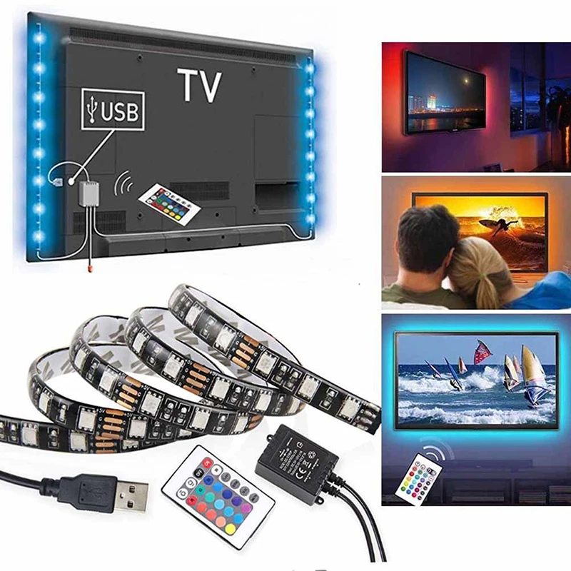 

USB RGB LED S p SMD Waterproof Flexible LED Backlight TV Kit Flat Screen LCD Desktop Computer LED TV Backlighting 30LED Lights