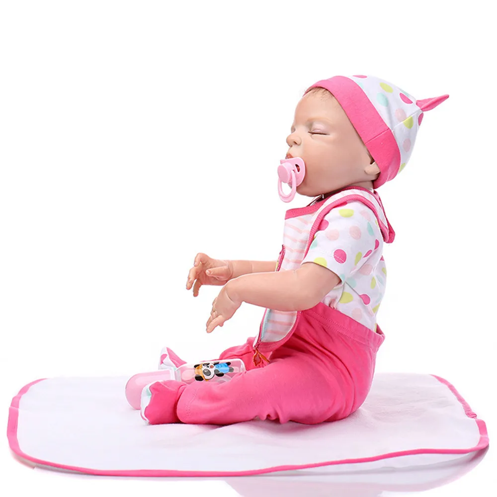 Милый мягкий силиконовый Reborn Baby Doll Реалистичная кукла 55 см с медведем L907|Куклы| |