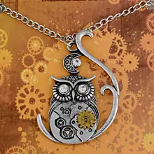 Vintage Steampunk Сова Ожерелье Кулон Уникальный Унисекс Передач Ювелирные Изделия Steampunk