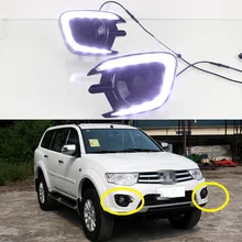 2Pcs New LED DRL Front Daytime Running Light Driving Fog Lamps For Mitsubishi Pajero Sport 2013-2015