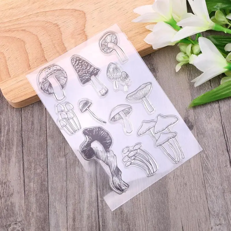 

Mushroom Silicone Clear Stamp Transparent Seals DIY Scrapbooking Invitation Card Album Craft Decor