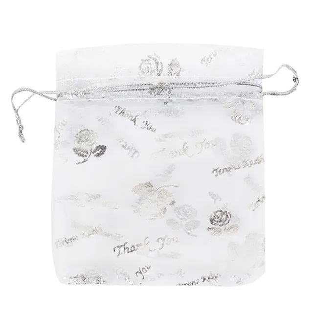 50Pcs/Bag Heart Organza Bag Wedding Voile Gift Candy Cookie Christmas Bags Display Drawstring