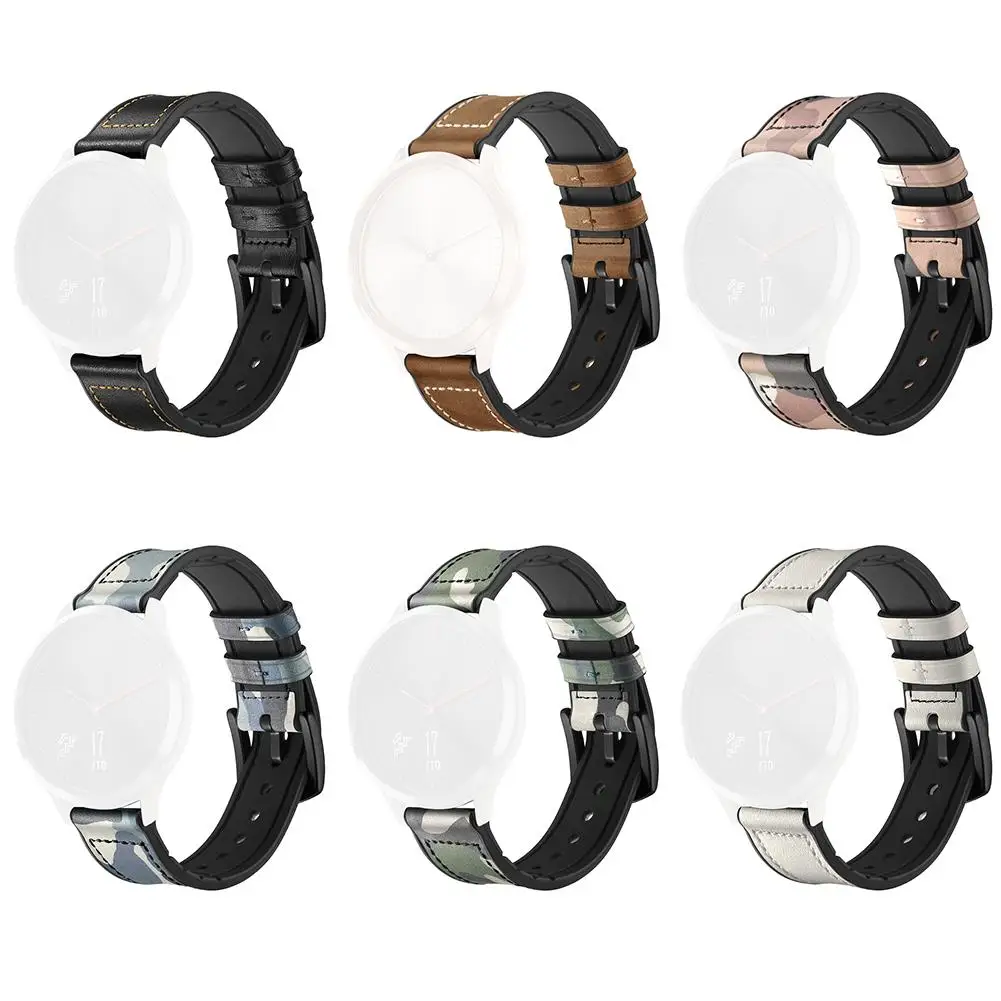 

Watch Strap for Garmin Vivoactive3 VivomoveHR Silicone Sticker First Layer Leather Wristband