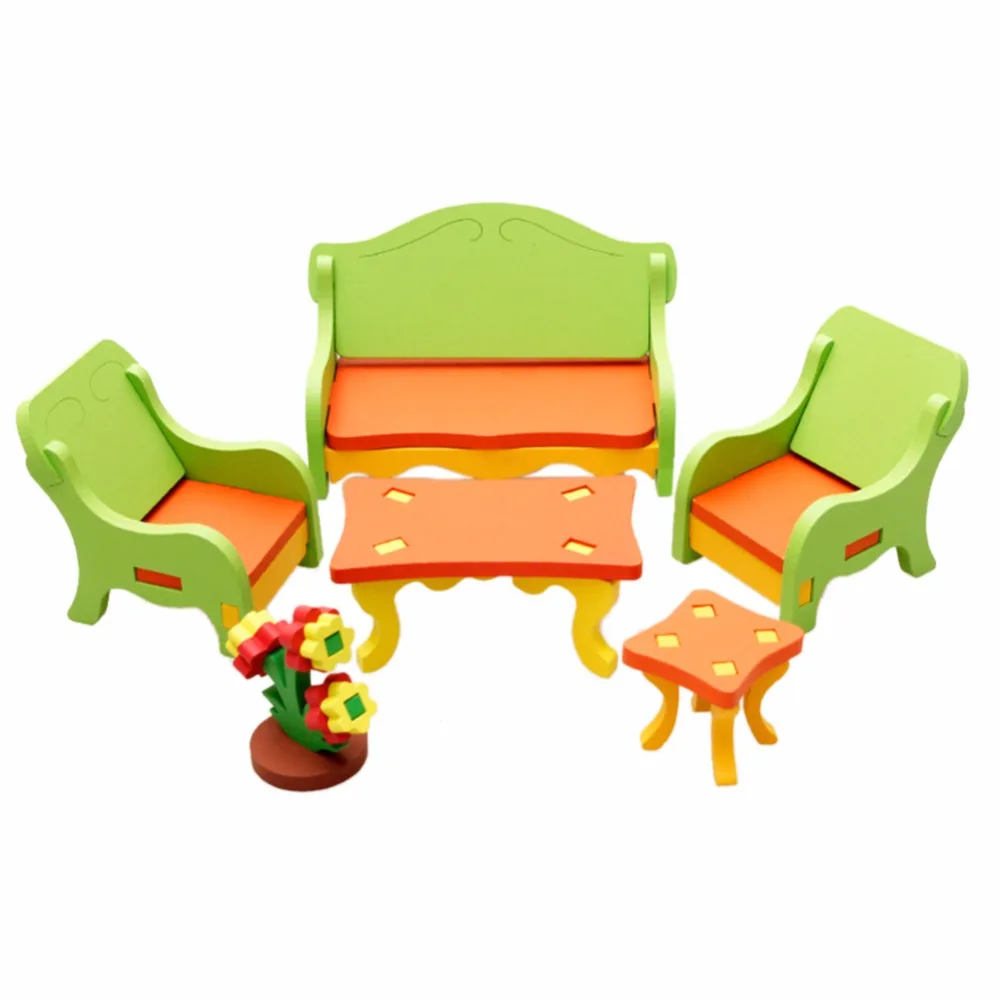 Деревянная 3D игрушка-головоломка Миниатюрная модель мебель для дома стул-головоломка/стол DIY сборка головоломка для развития ребенка способность