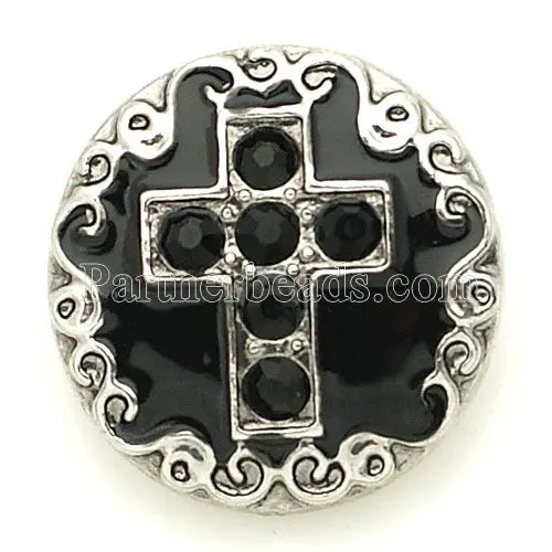 

10pcs/lot Ginger Snaps Metal Cross White Snap With Rhinestones Snap Bracelet Jewelry KB8884