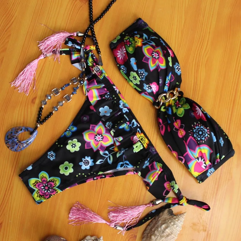 

2017 New Arrivals Summer Bikini Set Women Bathing Suit Print Swimsuit Strappy Bikinis Swimwear Biquini