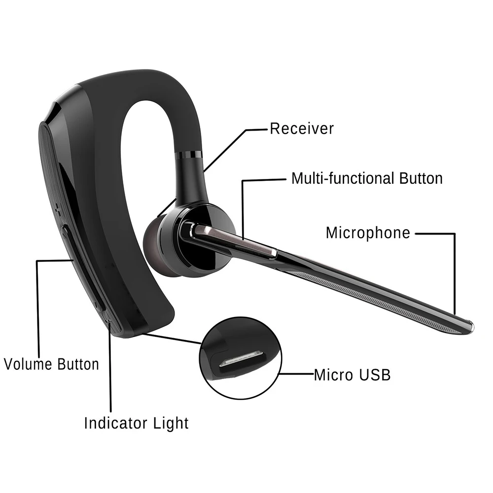 BH820 Бизнес Bluetooth наушники Беспроводной Стерео Гарнитура Hands Free HD Mic Шум отмена