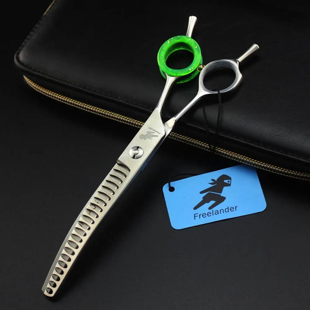 

7.0inch Dog Hair Clippers Silver 9cr Scissors Downward Curved Thinning Pet Styling Tool Trimming Hair Shear Matte fishbone