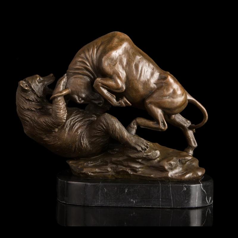 ATLIE Classical delicate polishing Antique animals fighting Statues