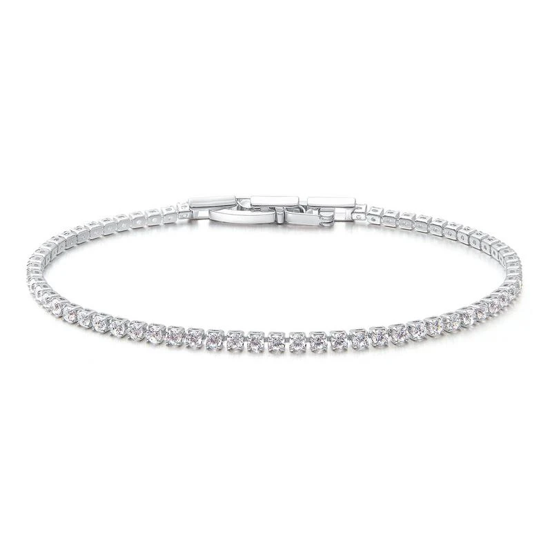 

Simple One Row Tennis Bracelet White Gold Filled Thin Czech Dril Women's Bracelet 18.5cm(7.28")
