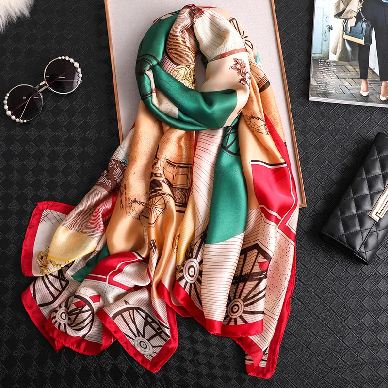 Luxury brand designer silk scarf women fashion printed pashmina ladies shawls and wraps soft long pashmina femme hijab foulard