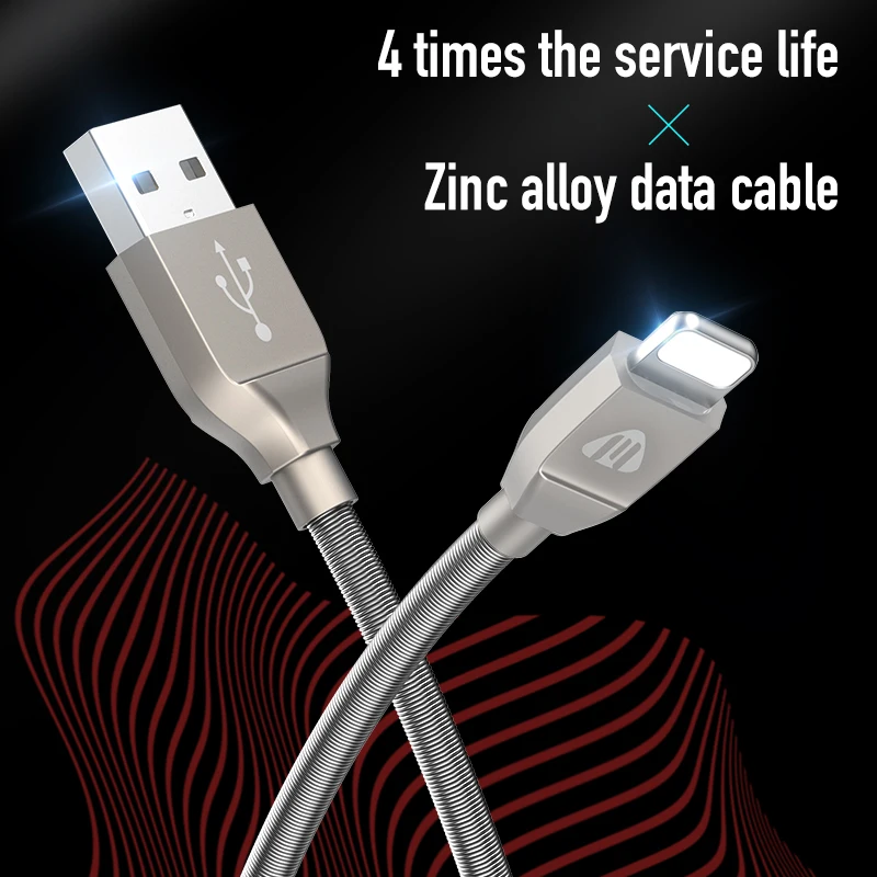 Jellico 3.1A المعادن مزين كابل يو إس بي سريع الشحن ل iphone XR XS X 5 6 6 S 7 8 زائد اللوحي الفاخرة USB تاريخ كابل الهاتف المحمول