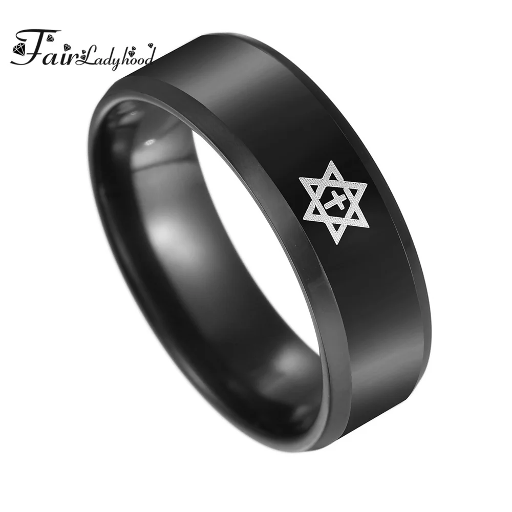 Женское кольцо с пентаграммой FairLadyHood Star Of David обручальное из титановой стали в