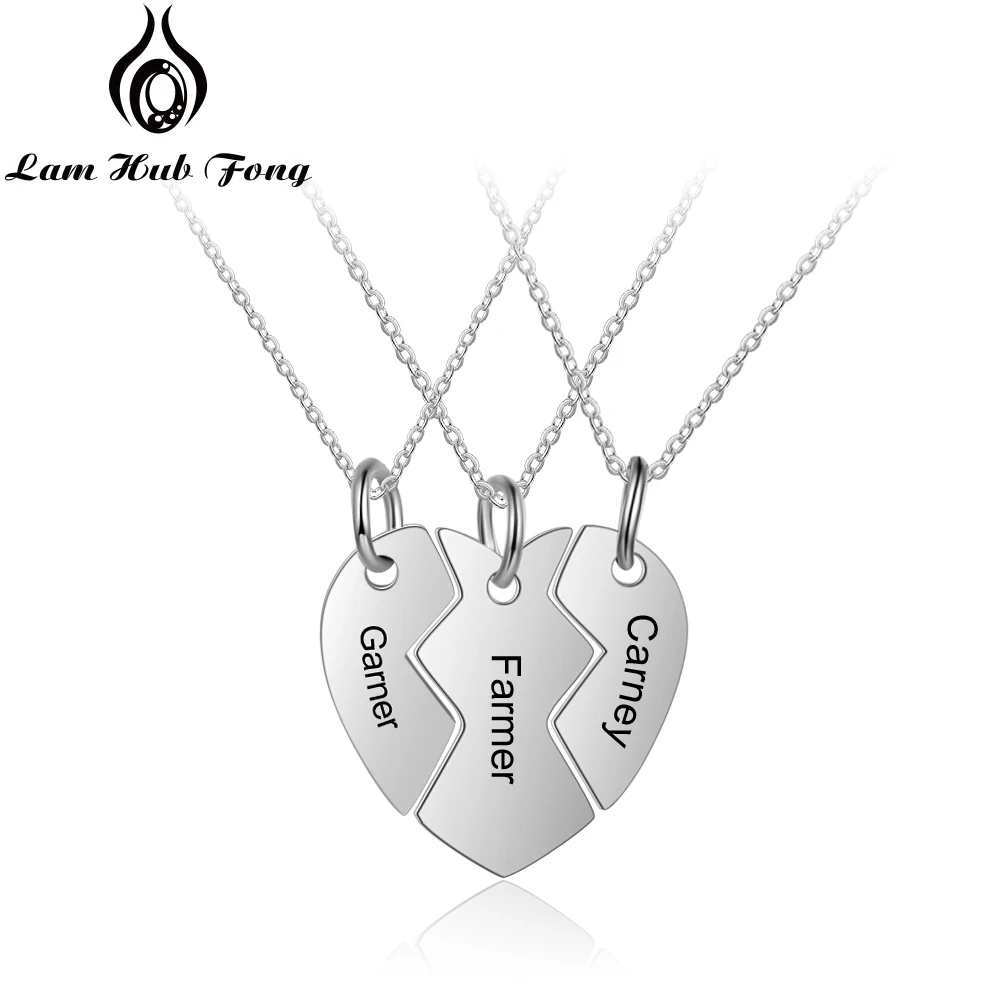 

Personalized Name Bff Necklaces for Women Stainless Steel Custom Name Friendship Necklace for 3 Best Friend Gift (Lam Hub Fong)