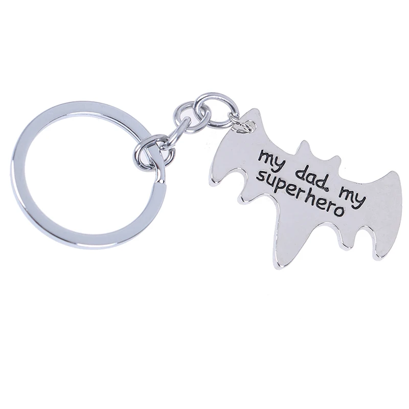 1Pc Bat Shape Keychain "My Dad My Superhero" Daddy Keyrings Gift For Fathers Day