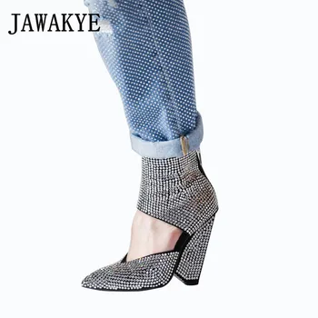 

2019 Luxurious Crystal Studded Kid Suede Women Sandals Spike High Heels Fashion T Show Party Shoes Rhinestone Sandalia feminina
