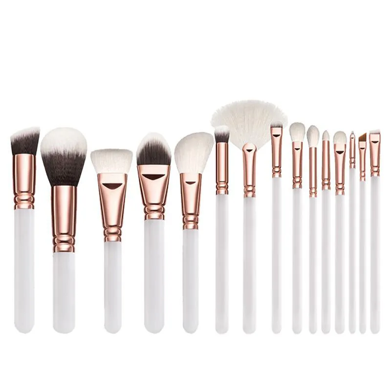 15pcs White Makeup Brushes Set Powder Foundation Contour Blusher Eye Kabuki Brush (1)