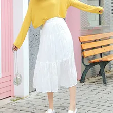 Безрукавка# W401 летняя модная женская однотонная шифоновая плиссированная Ретро длинная юбка макси юбка с эластичной талией Освежающая