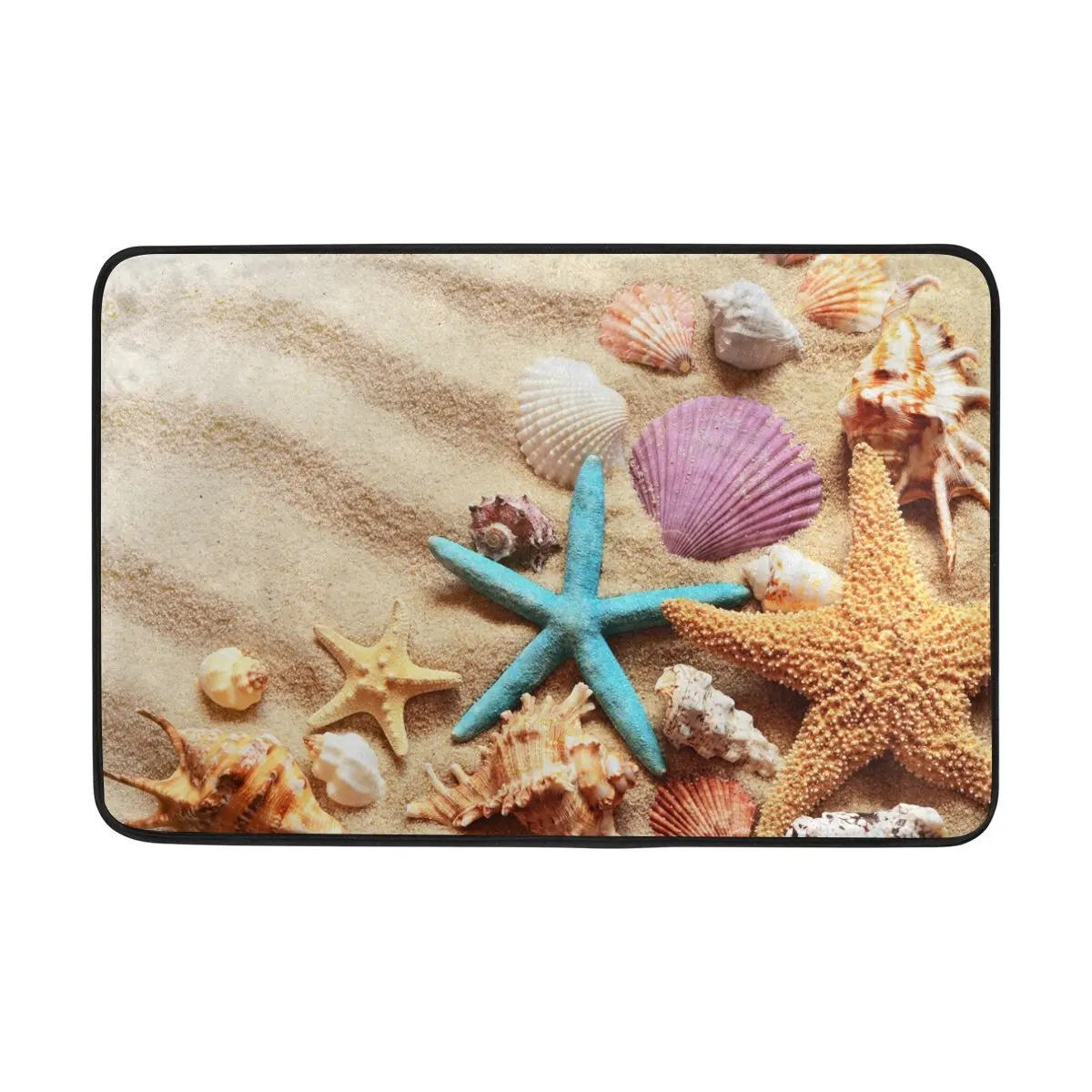 Набор занавесок и ковриков для душа с пляжем и морским пейзажем, красочная Морская звезда, морская раковина, водонепроницаемая занавеска для ванной из полиэфира