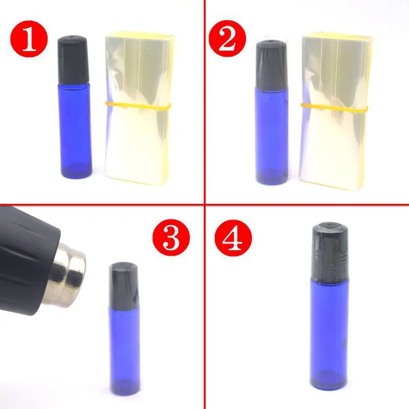 200 шт./лот ПВХ термоусадочная пленка для эфирных масел роликовые бутылки 5 мл 10 мл лучшая термоусадочная прозрачная термоусадочная пленка