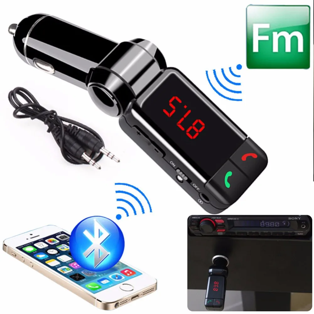 Беспроводной Bluetooth автомобиля FM Музыкальный Bluetooth гарнитура для авто MP3-плееры аудио Беспроводной fm-передатчик USB ЖК-дисплей Дисплей для iPhone 5 5S 6 6 S