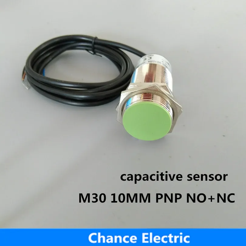 pnp capacitive proximity sensor M30 detect 10mm distance NO+NC LED