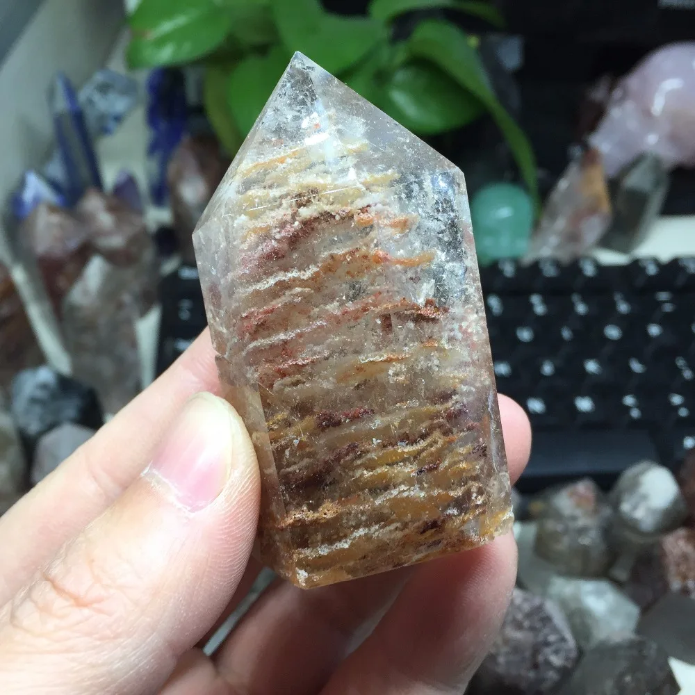 

Healing Crystal Natural Hierarchical Details Phantom Quartz #BH1143 Gemstone Wand Collection 88g Wedding Decor