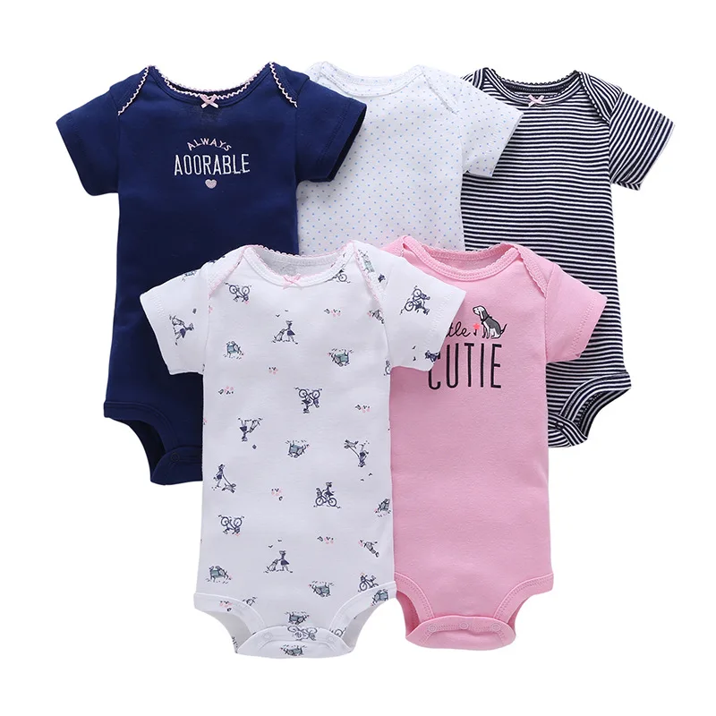 

5pcs/lot Summer Sleeveless vest suits for girl , baby kids bebes girl boy clothes set bodysuit full cotton Baby clothing