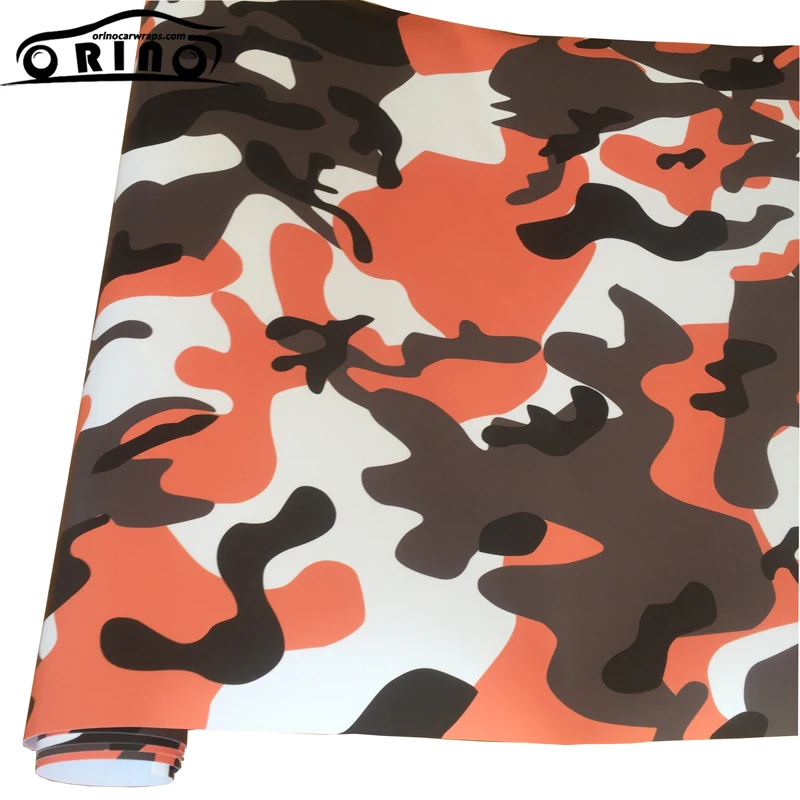 Black Orange Camouflage Vinyl Film